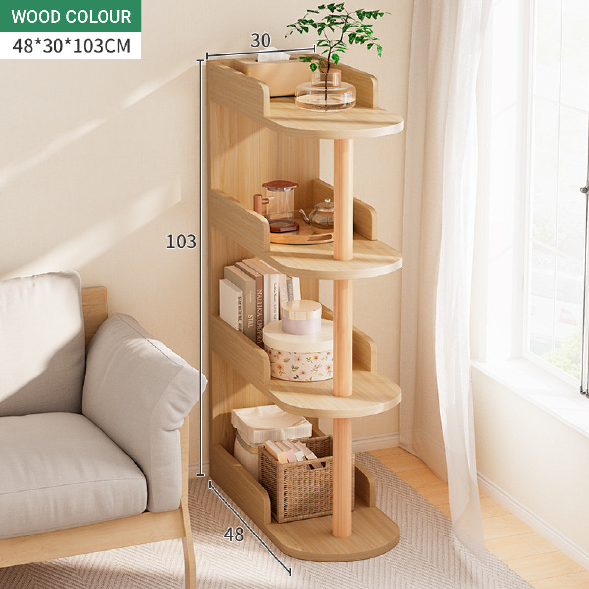 4-Tier Narrow Gap Storage Shelf for Home Bedroom