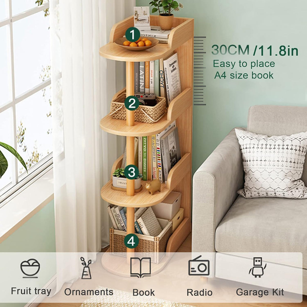4-Tier Narrow Gap Storage Shelf for Home Bedroom
