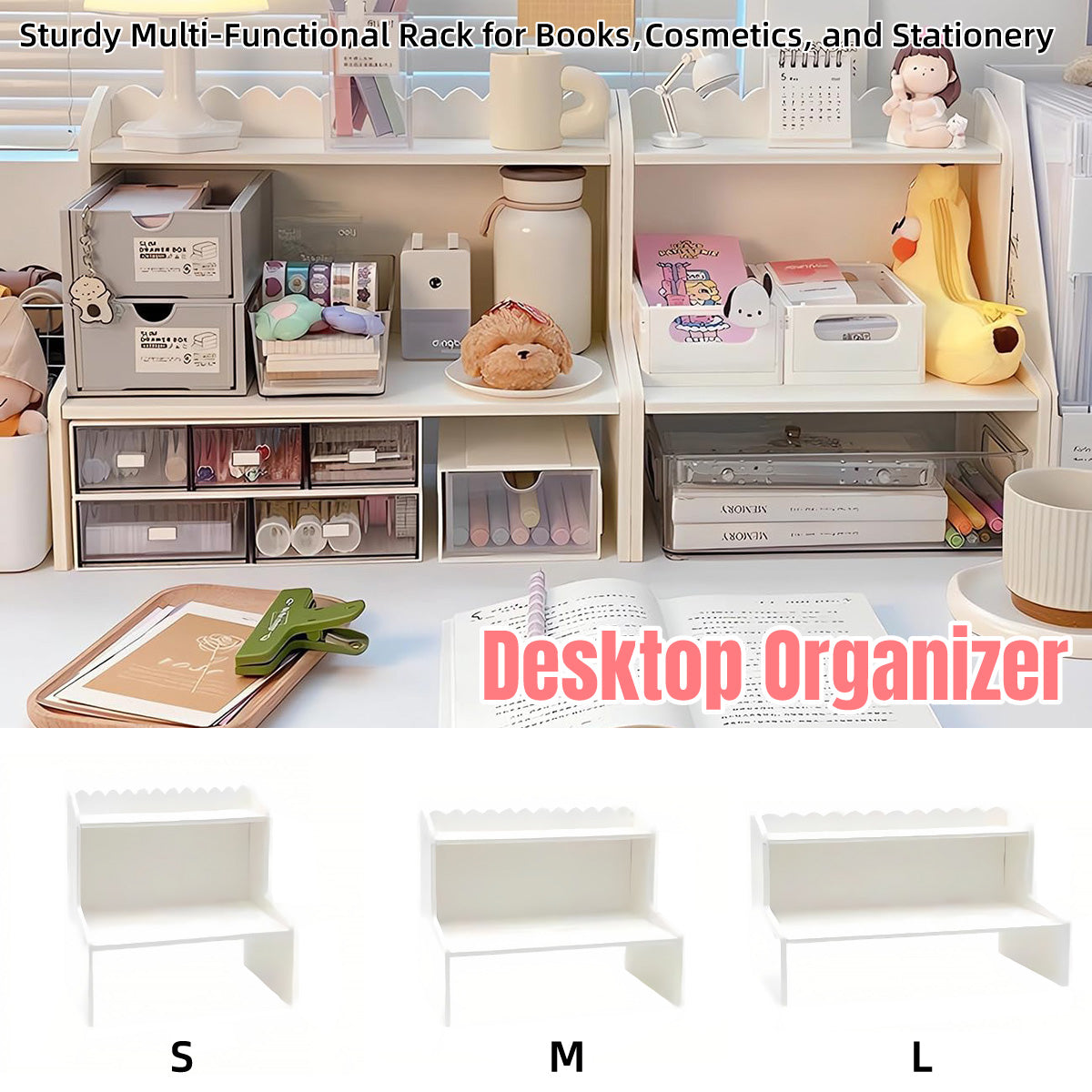 Double Layer Desktop Storage Rack PVC Foam Board White