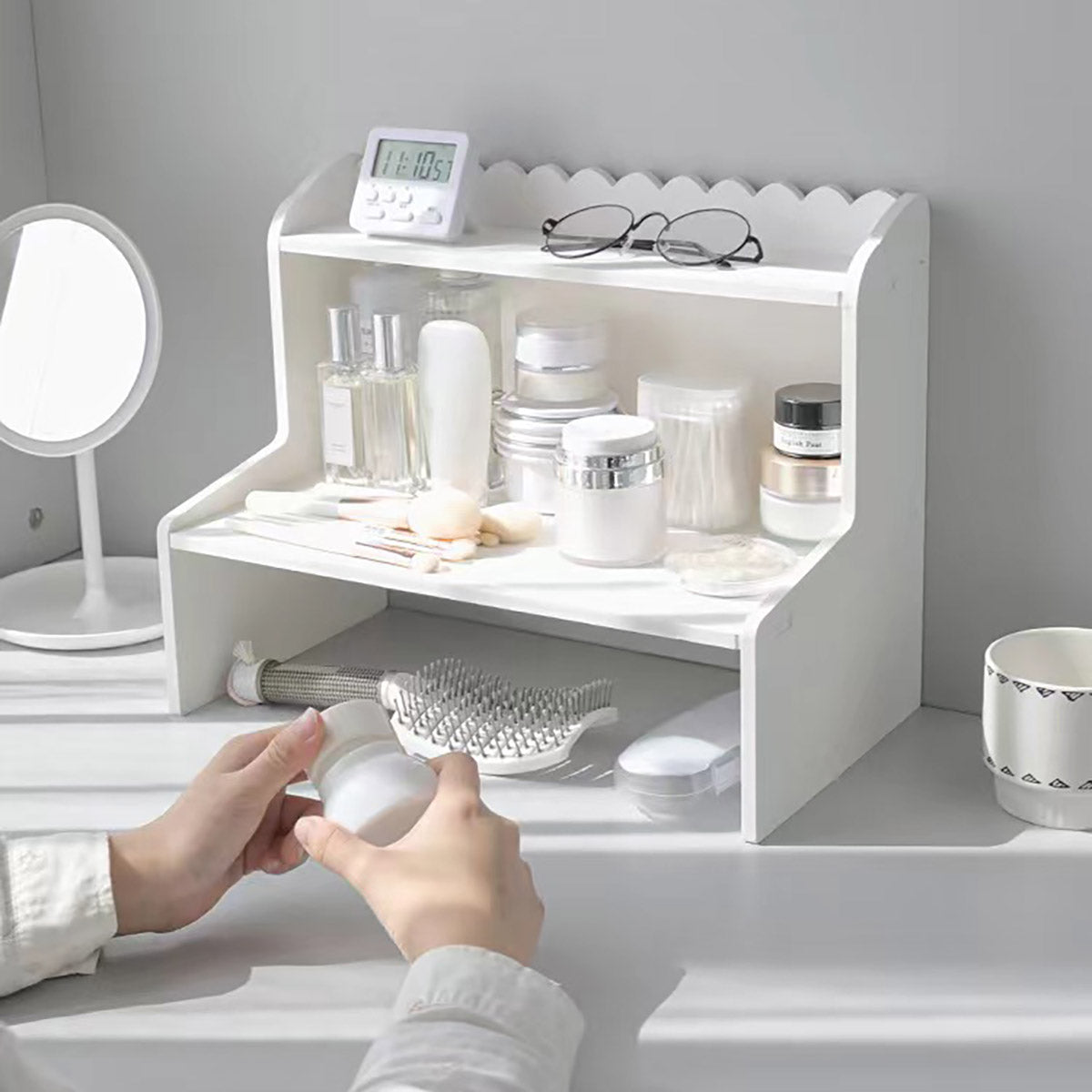 Double Layer Desktop Storage Rack PVC Foam Board White