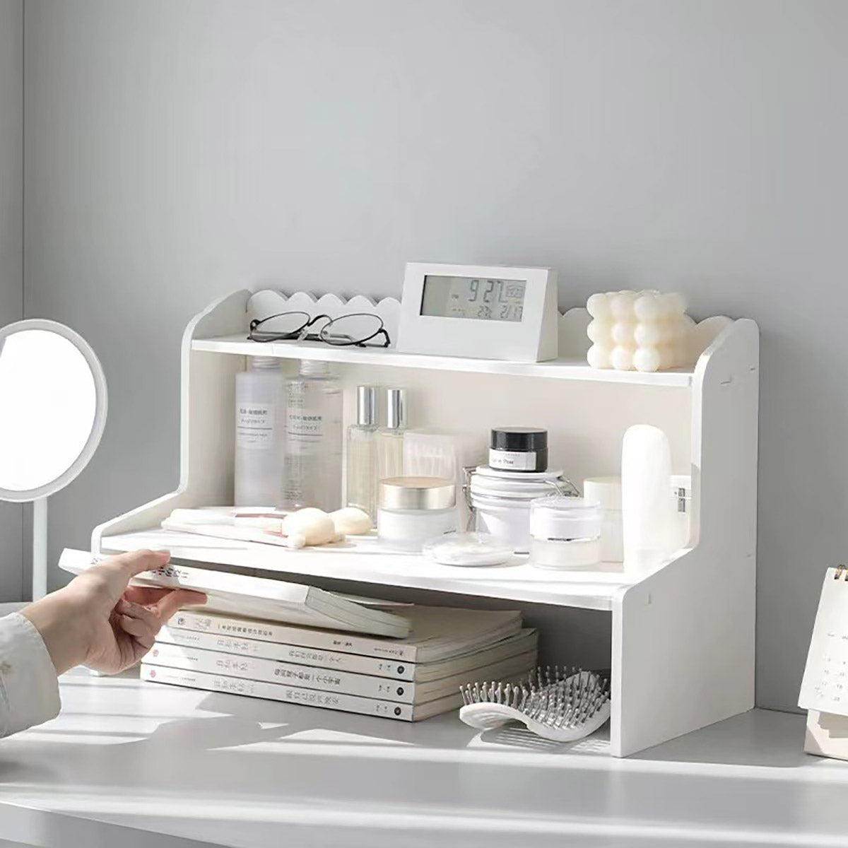 Double Layer Desktop Storage Rack PVC Foam Board White