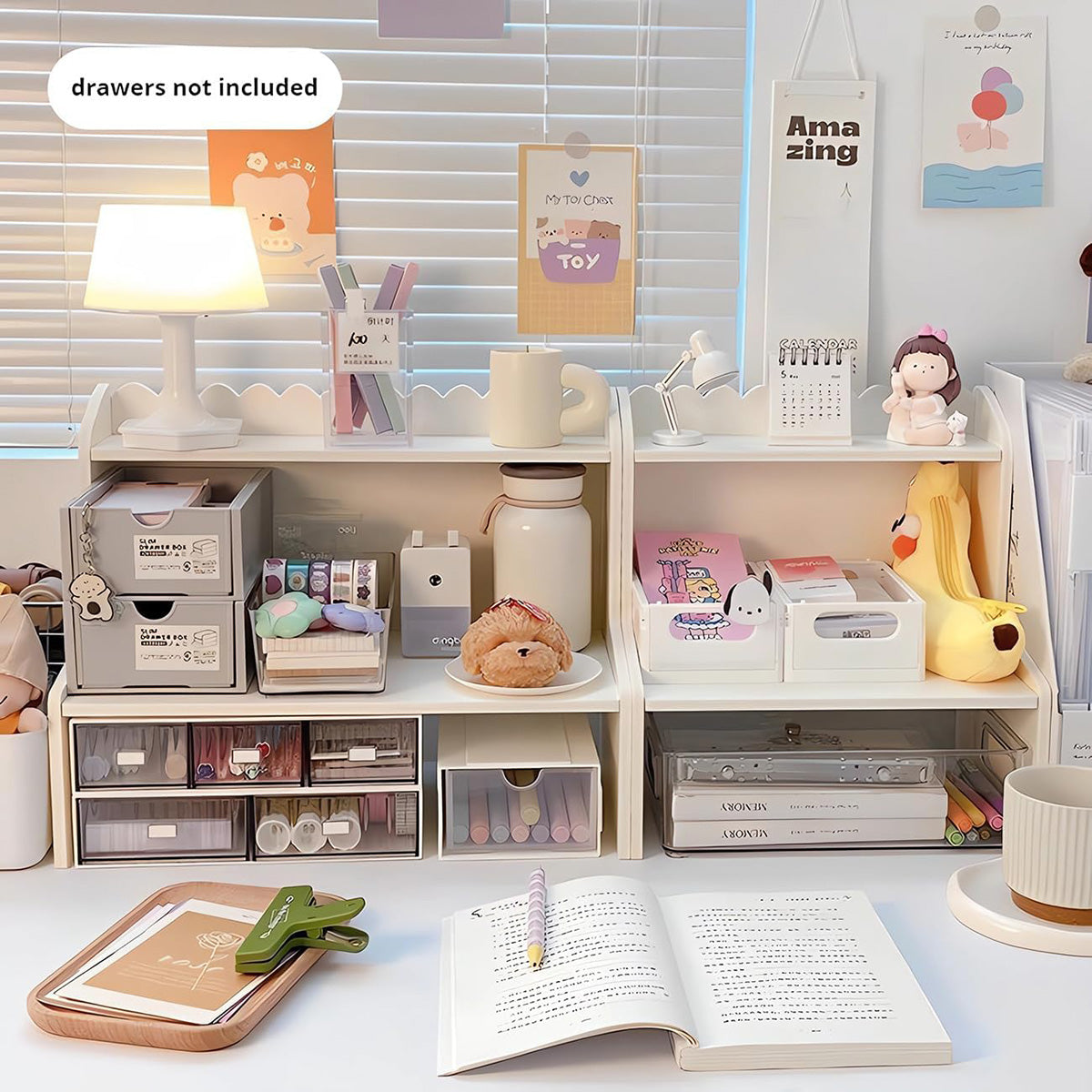 Double Layer Desktop Storage Rack PVC Foam Board White