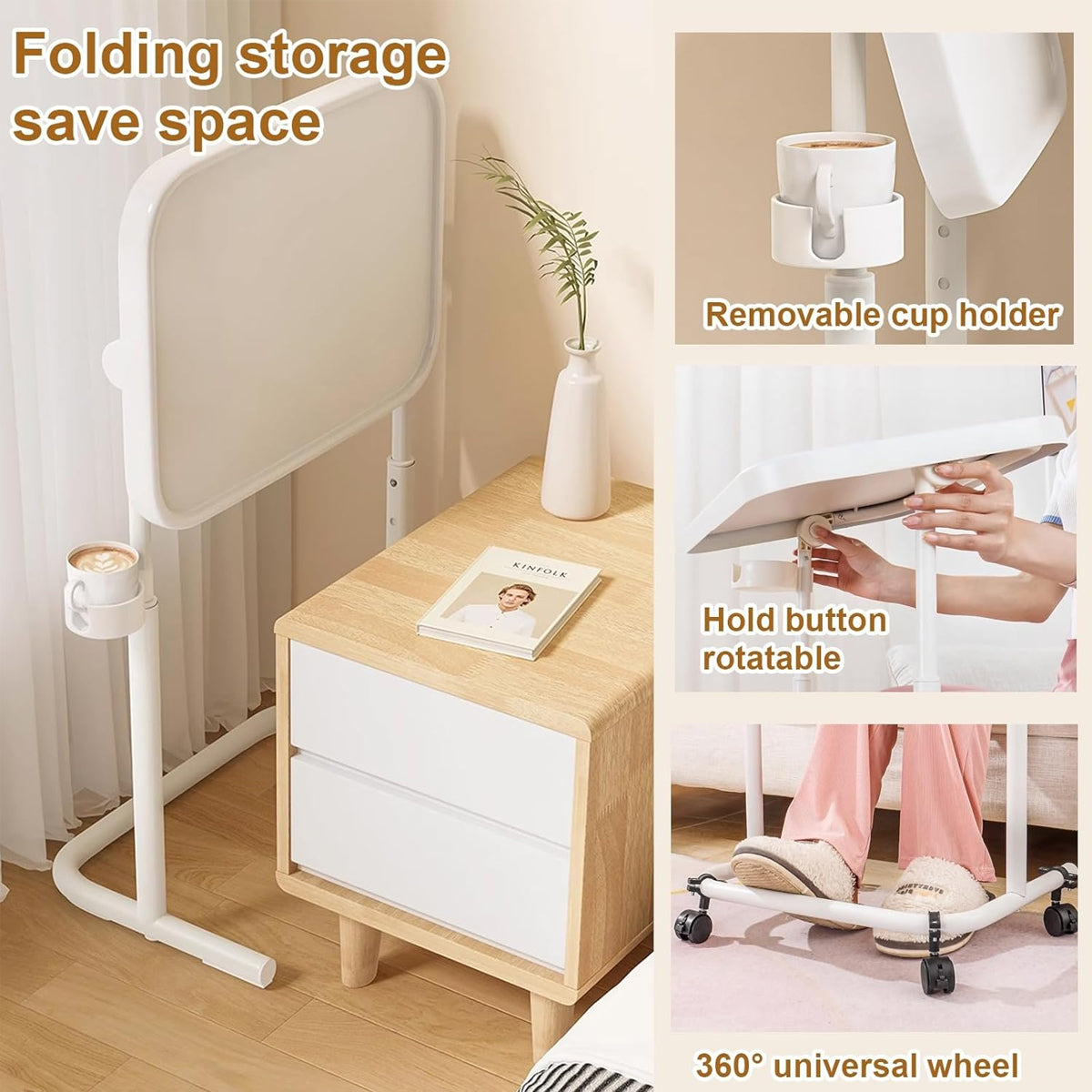 Adjustable Mobile Laptop Desk with Tiltable Top and Wheels