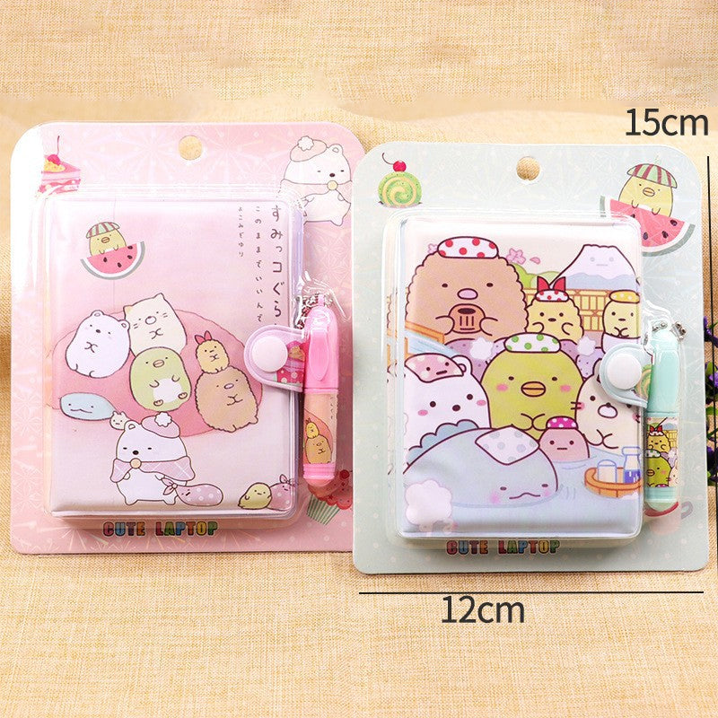 Mini Thin Notebook with Pen Cute Pattern Kid Stationery