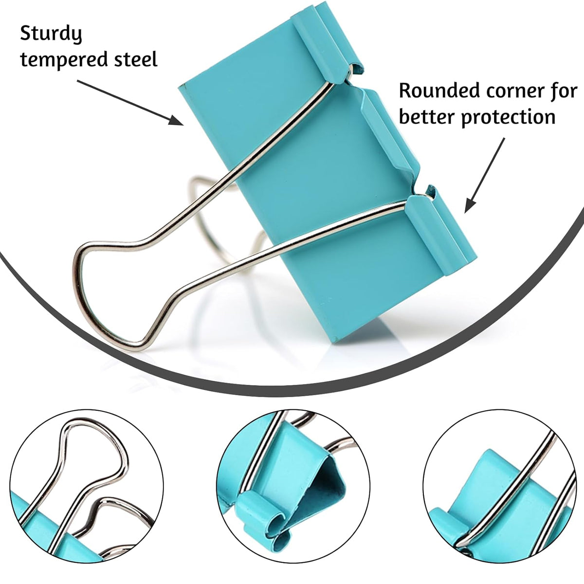 12 Pcs Long Tail Clips Metal 51mm Assorted Colours