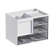 Clear Desktop Organiser Drawer Box with Groove Handle Plastic