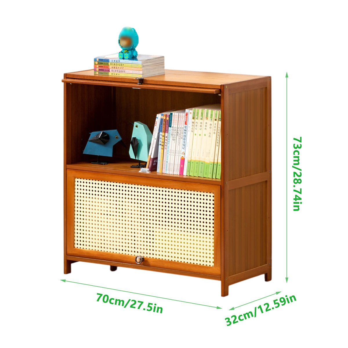 Floor-Standing Storage Cabinet with Ventilated Flip Doors 70×32×73cm