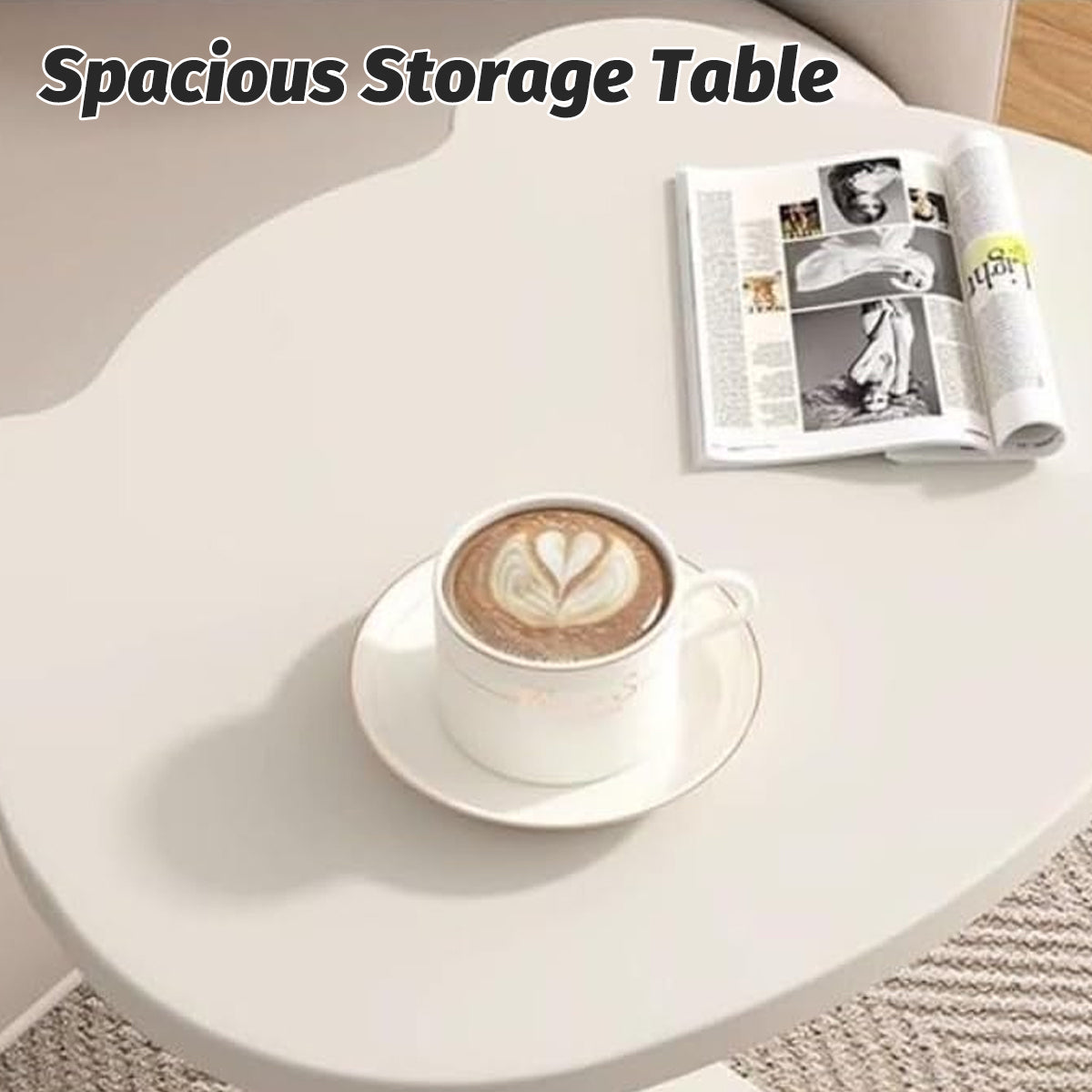 Moveable Side Table with Rolling Wheels for Sofa and Bedside