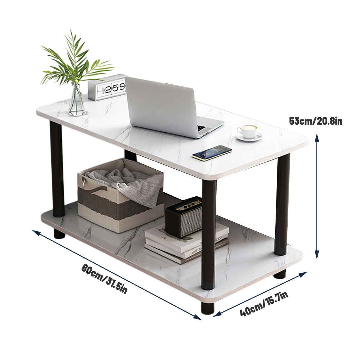 Office Break Room Coffee Table with Double Storage and Space-Saving Design