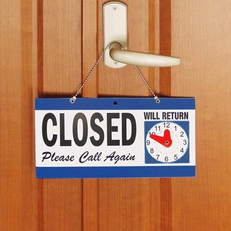 Open Closed Door Sign with Return Clock for Shops