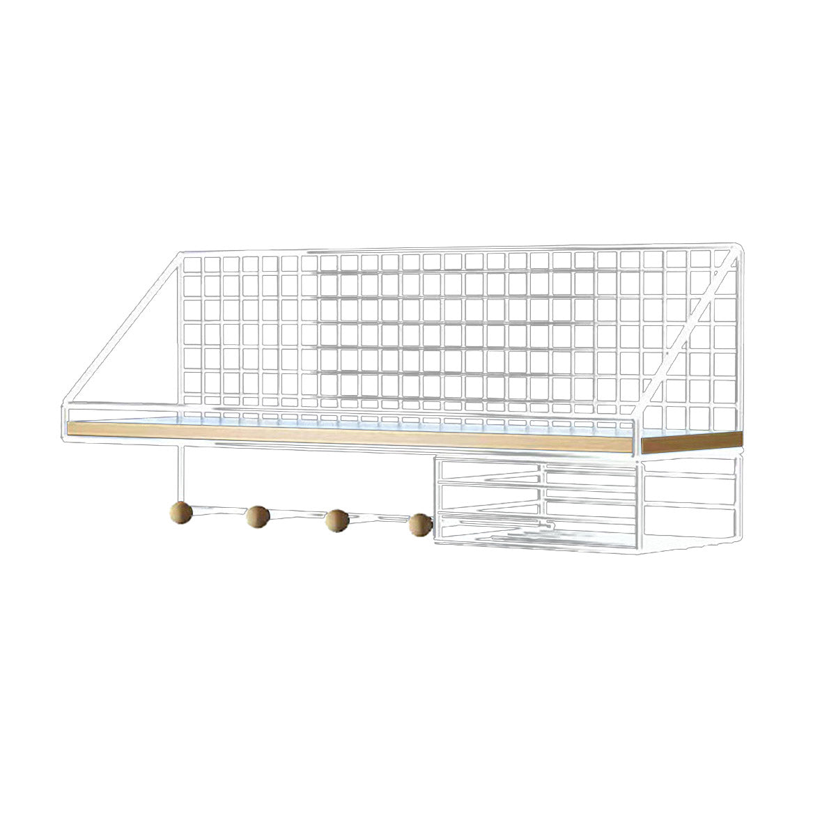 Wall Mounted Iron Storage Rack with Hooks and Tissue Holder