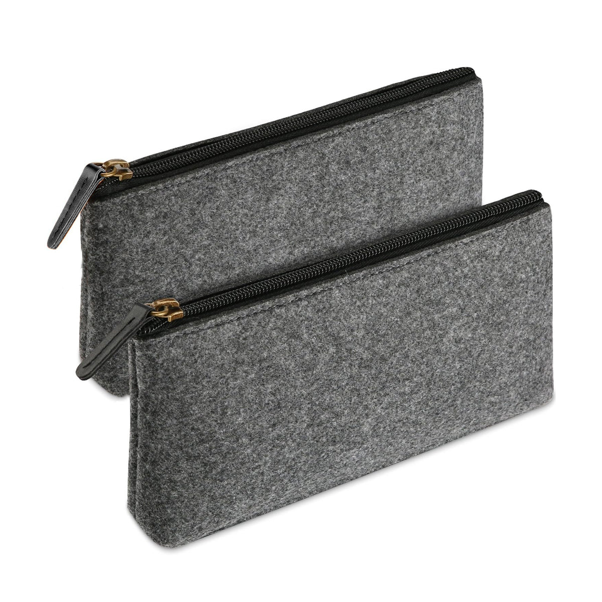 10 Pcs Felt Pencil Case Set Large Capacity Grey Zipper
