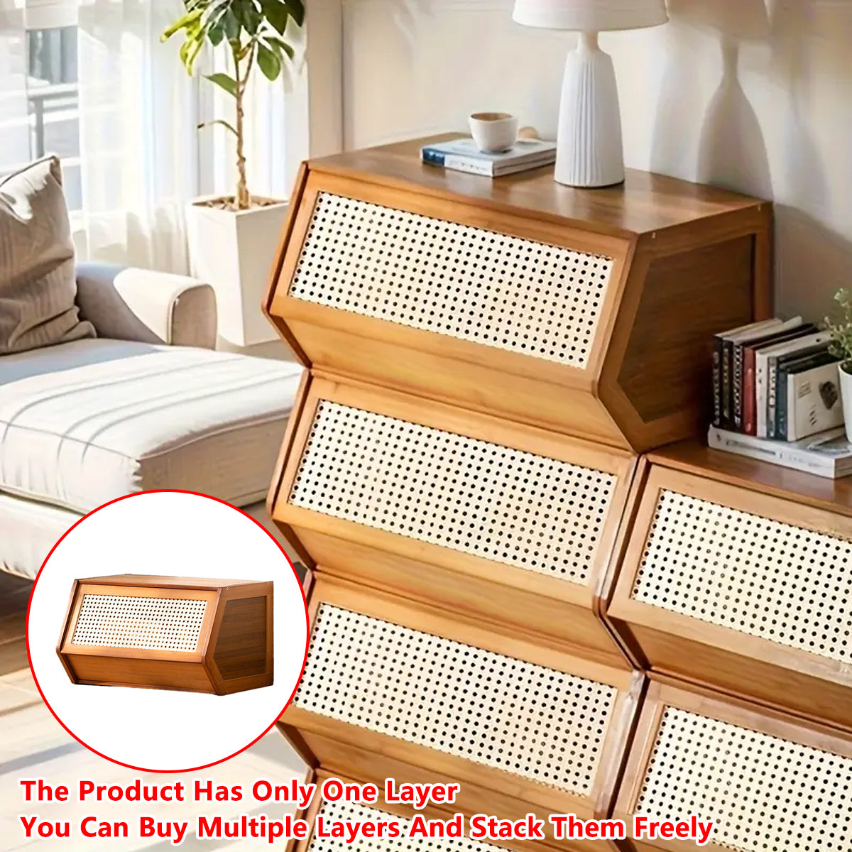 Bamboo Bookcase Storage Cabinet with Doors