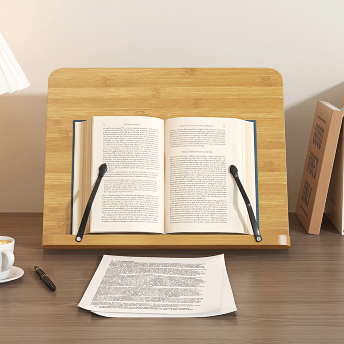 Wooden Adjustable Reading Stand Book Holder with 8 Angles