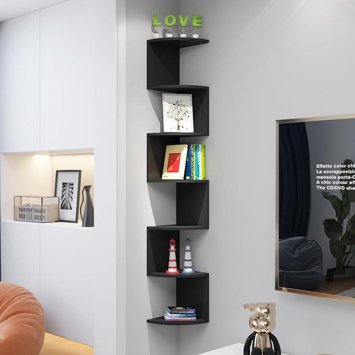 Corner Wall Mounted Storage Rack Multi Tier PVC Shelf