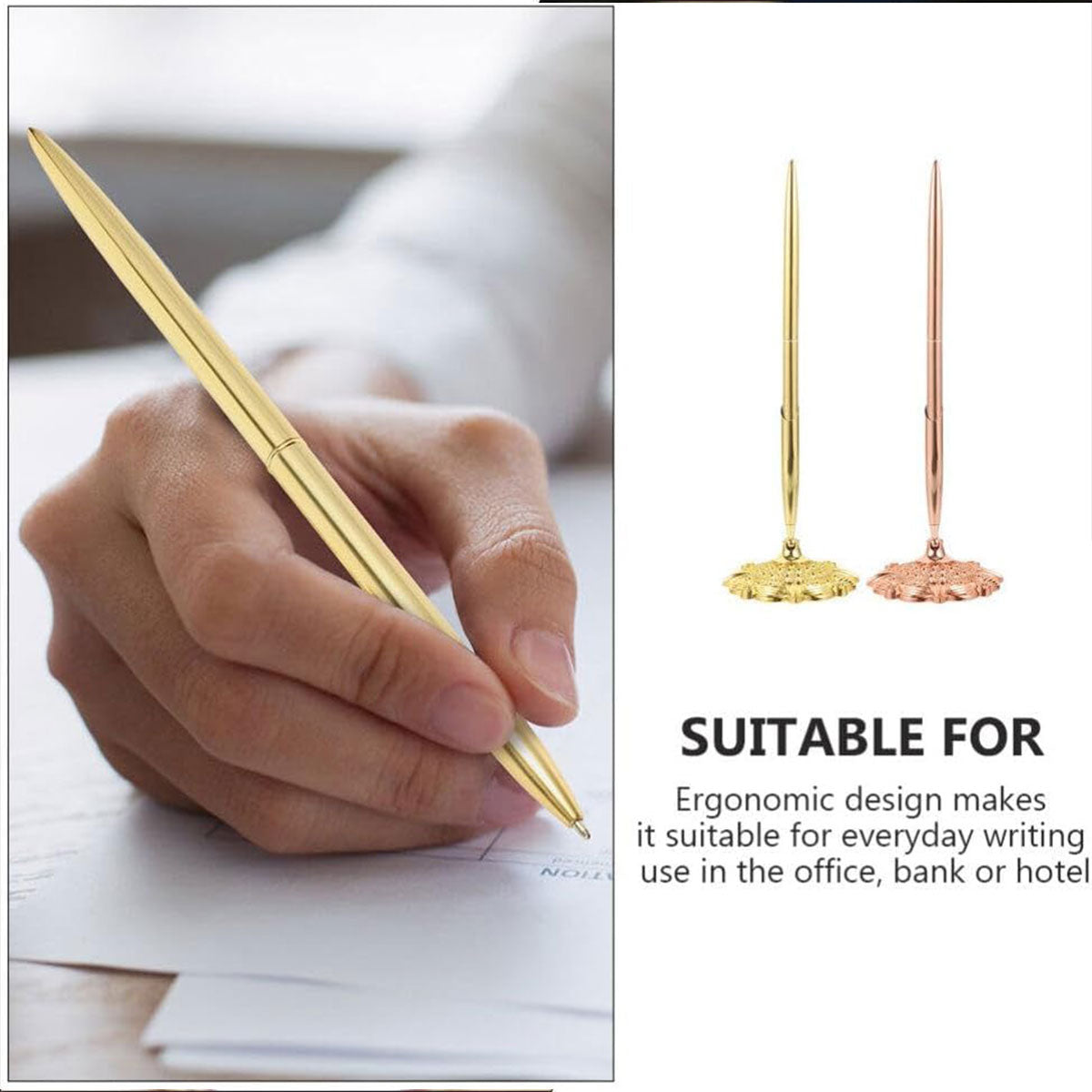 6 Pcs Ballpoint Pen Set with Plum Blossom Base Metal