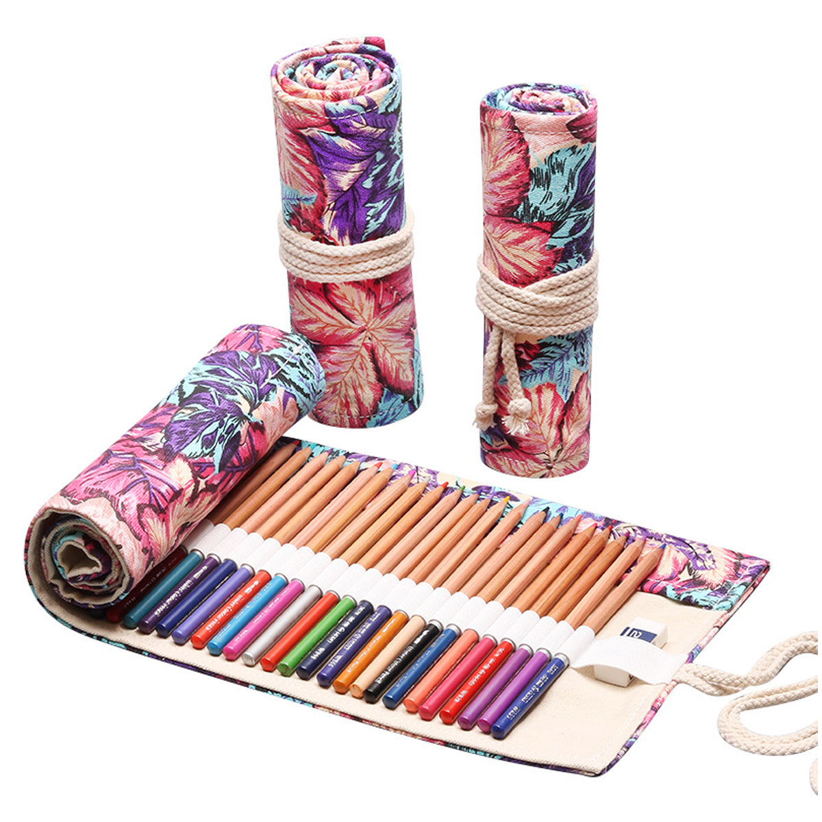 Canvas Roll Pencil Case 48/72 Holes with Drawstring Tie