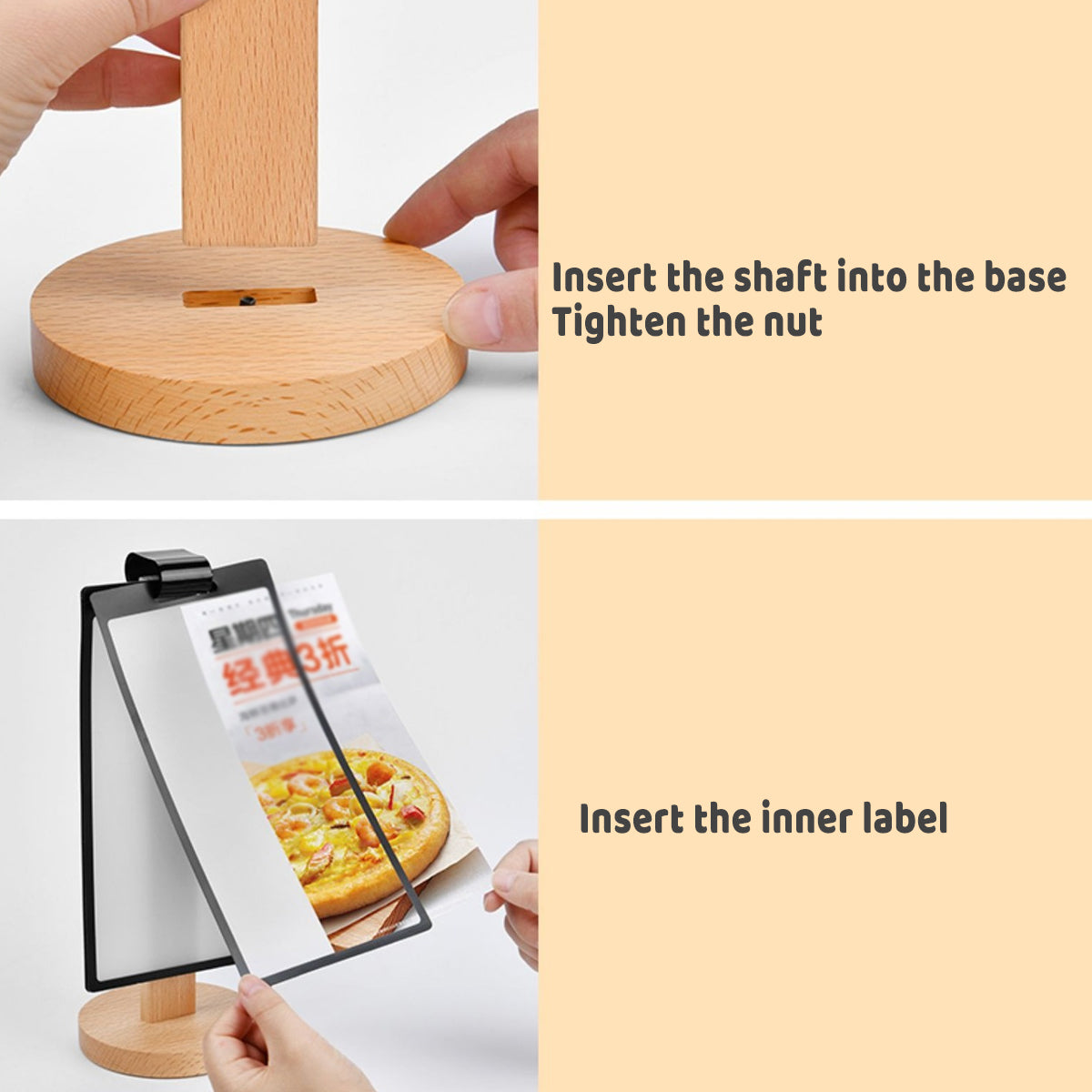 Wooden Tabletop Menu Holder Stand with Lock