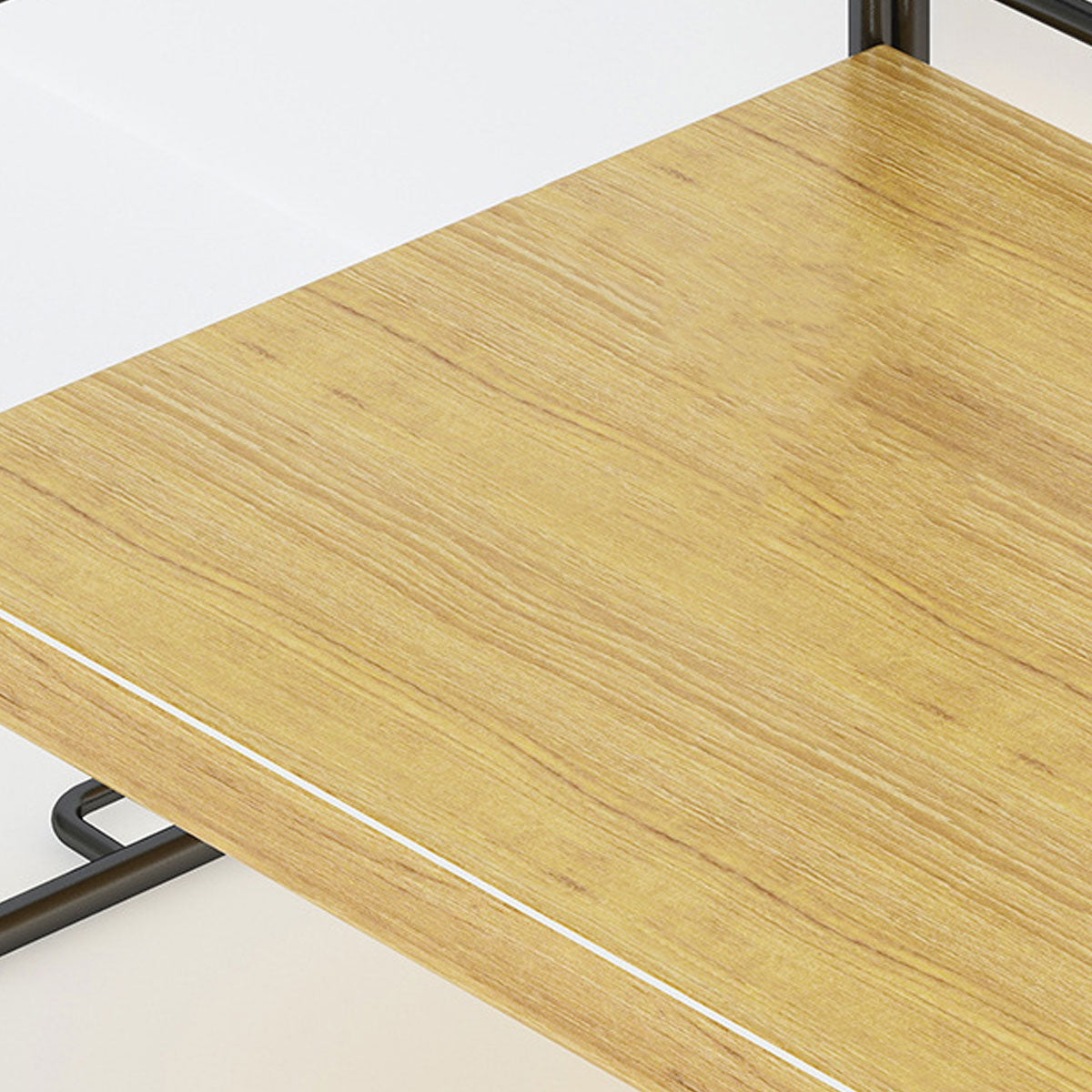 2-Tier Desktop Shelf Metal Frame and Wood Shelves