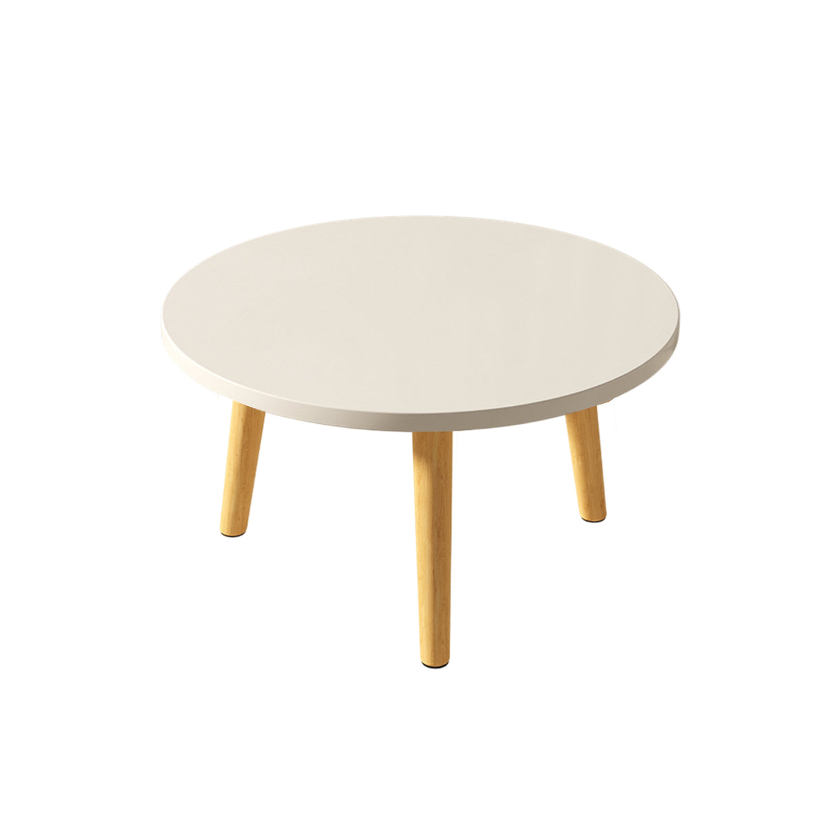 Round End Table with Solid Wood Legs and 1-Tier Design