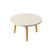Round End Table with Solid Wood Legs and 1-Tier Design