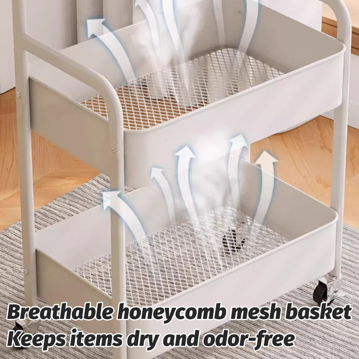 Multi Layer Coffee Table with Rolling Wheels Storage Rack