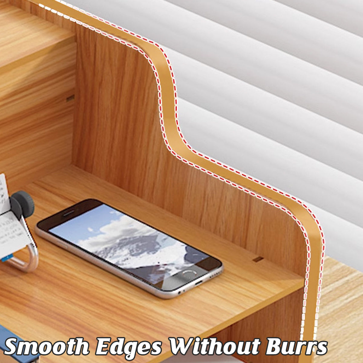 Desktop Storage Box Desk Organizer with Lock 38.8×29×28cm Wood