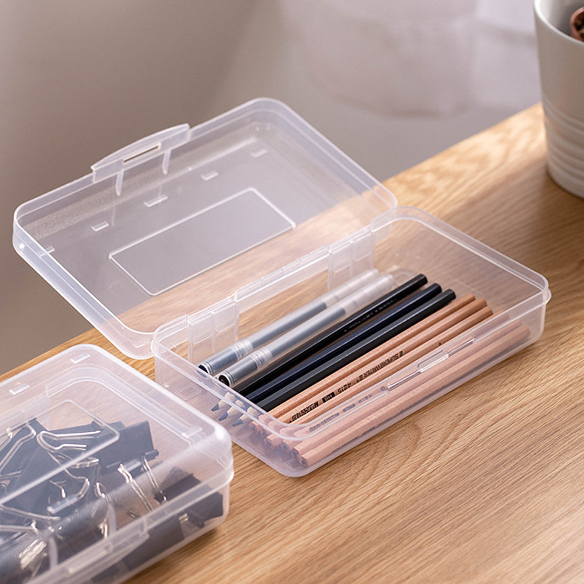 Transparent PP Plastic Pencil Case Large Capacity Multifunctional