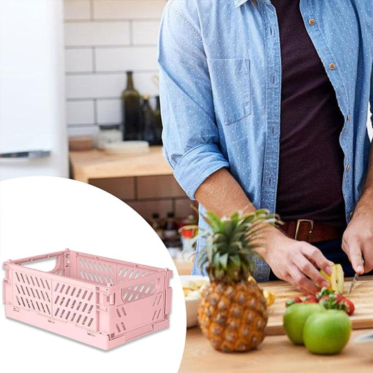 4 Pcs Foldable Storage Baskets Stackable Desktop Organiser