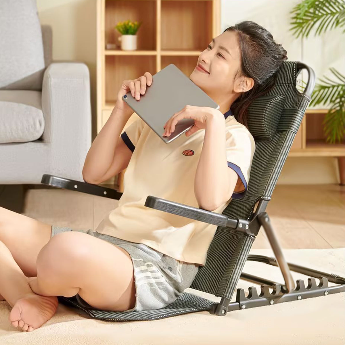 Adjustable Folding Bed Backrest with Armrest 40–90 Degree Support