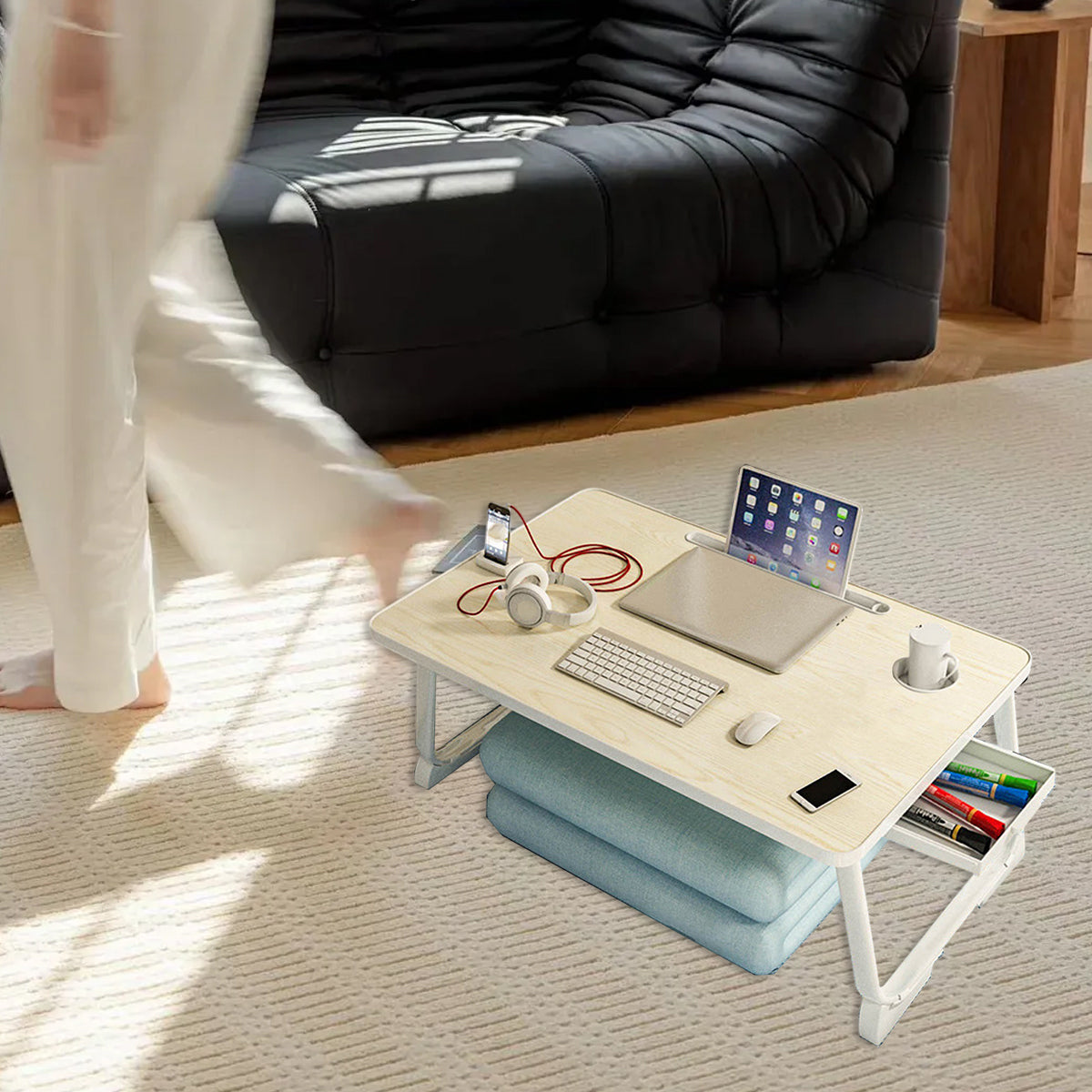 Foldable Bed Desk with Large Tabletop and Portable Design