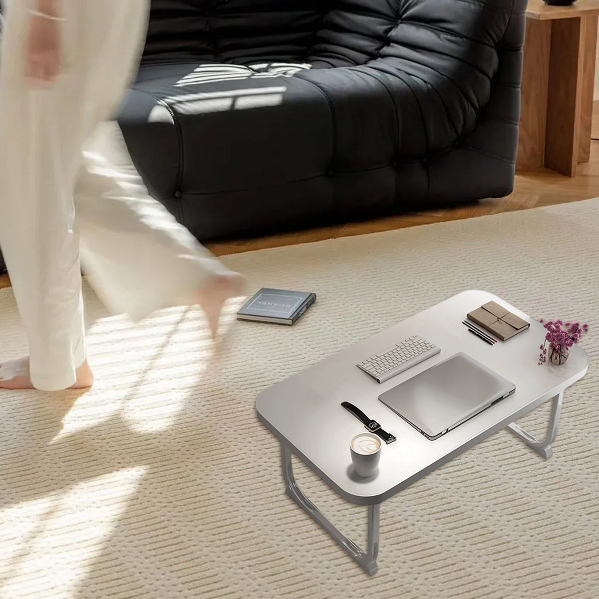 Folding Bed Desk with Retractable Legs for Study and Dorm Use