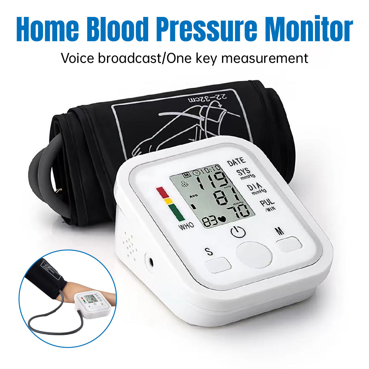 Upper Arm Blood Pressure Monitor Electronic Home