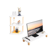 2 Pcs Monitor Riser and Desktop Storage Shelf MDF Beech Wood