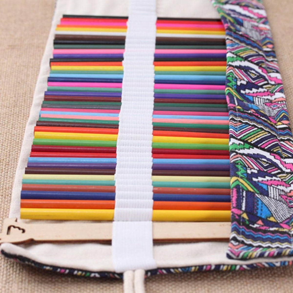 Canvas Roll Pencil Case 48/72 Holes with Drawstring Tie