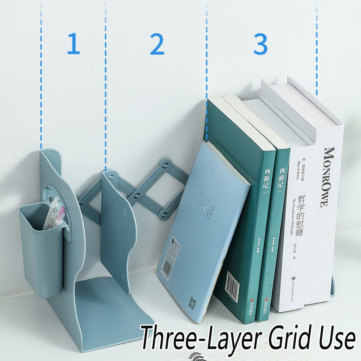 Retractable Book Stand Desk Organizer with Pen Holder