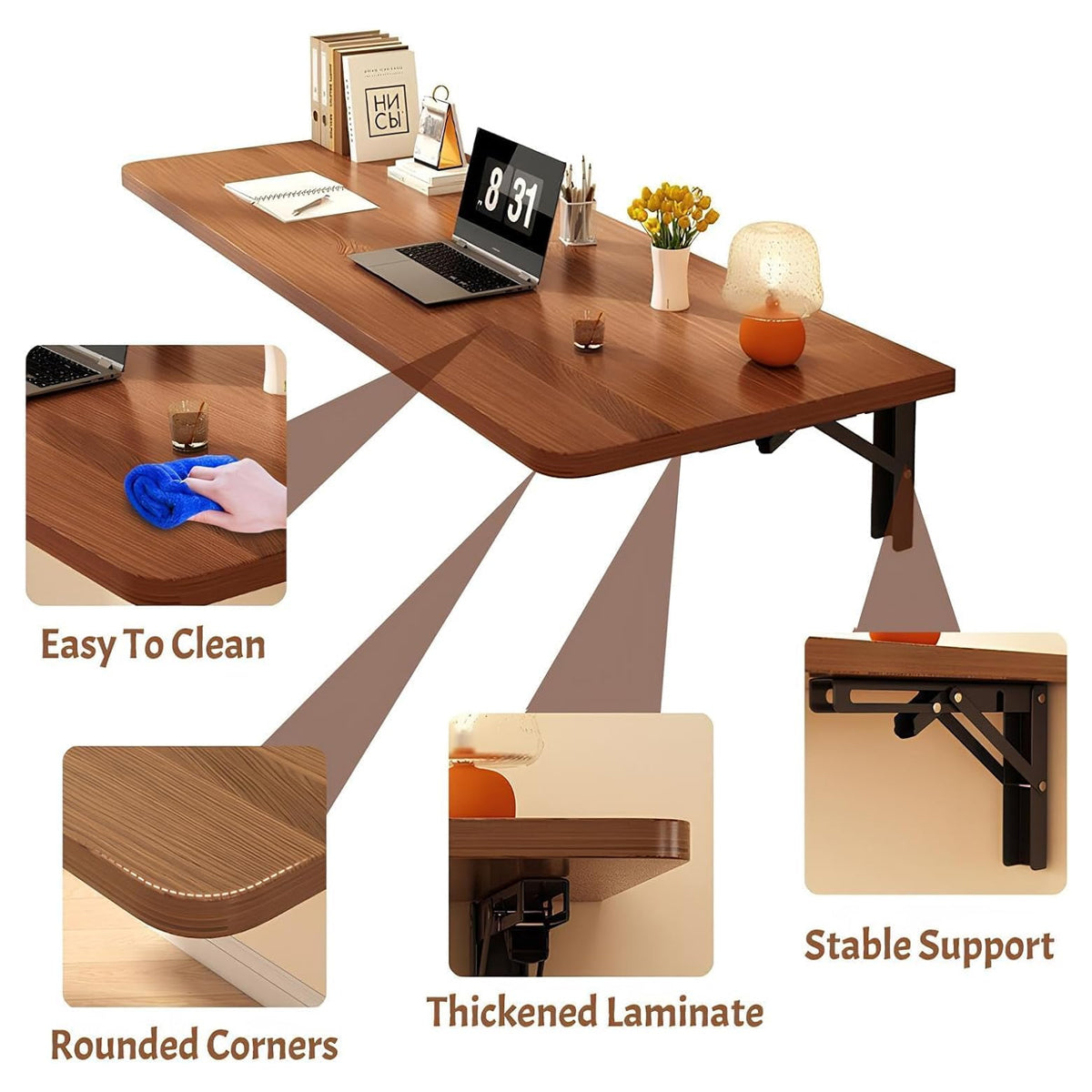 Wall Mounted Foldable Desk for Laptop Writing Space Saving