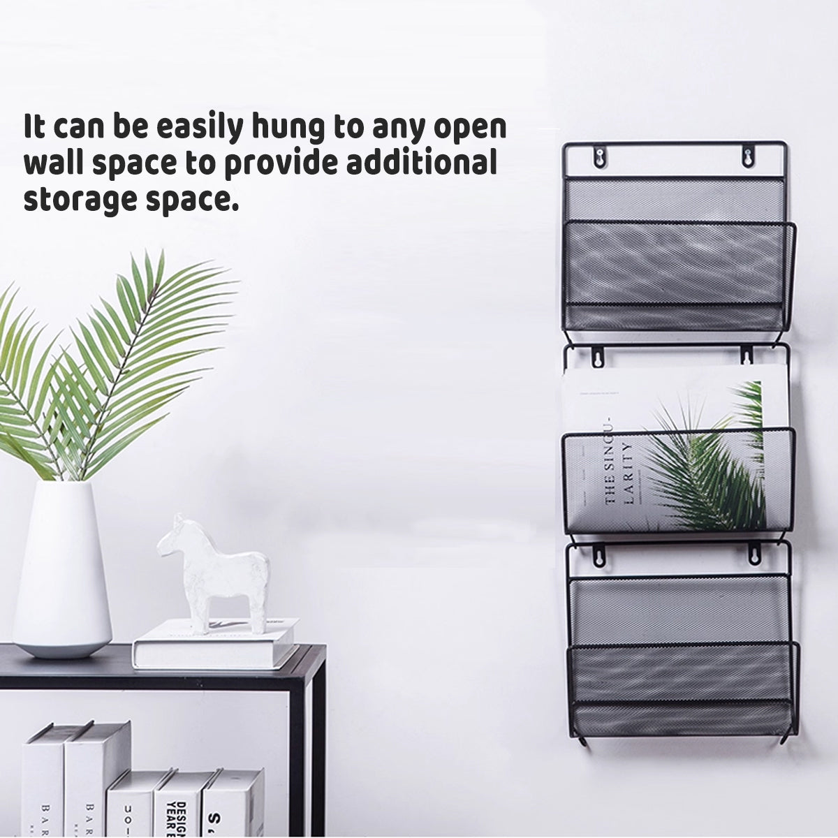 2 Pcs Wall Mount Magazine Rack Iron Book Mail Holder