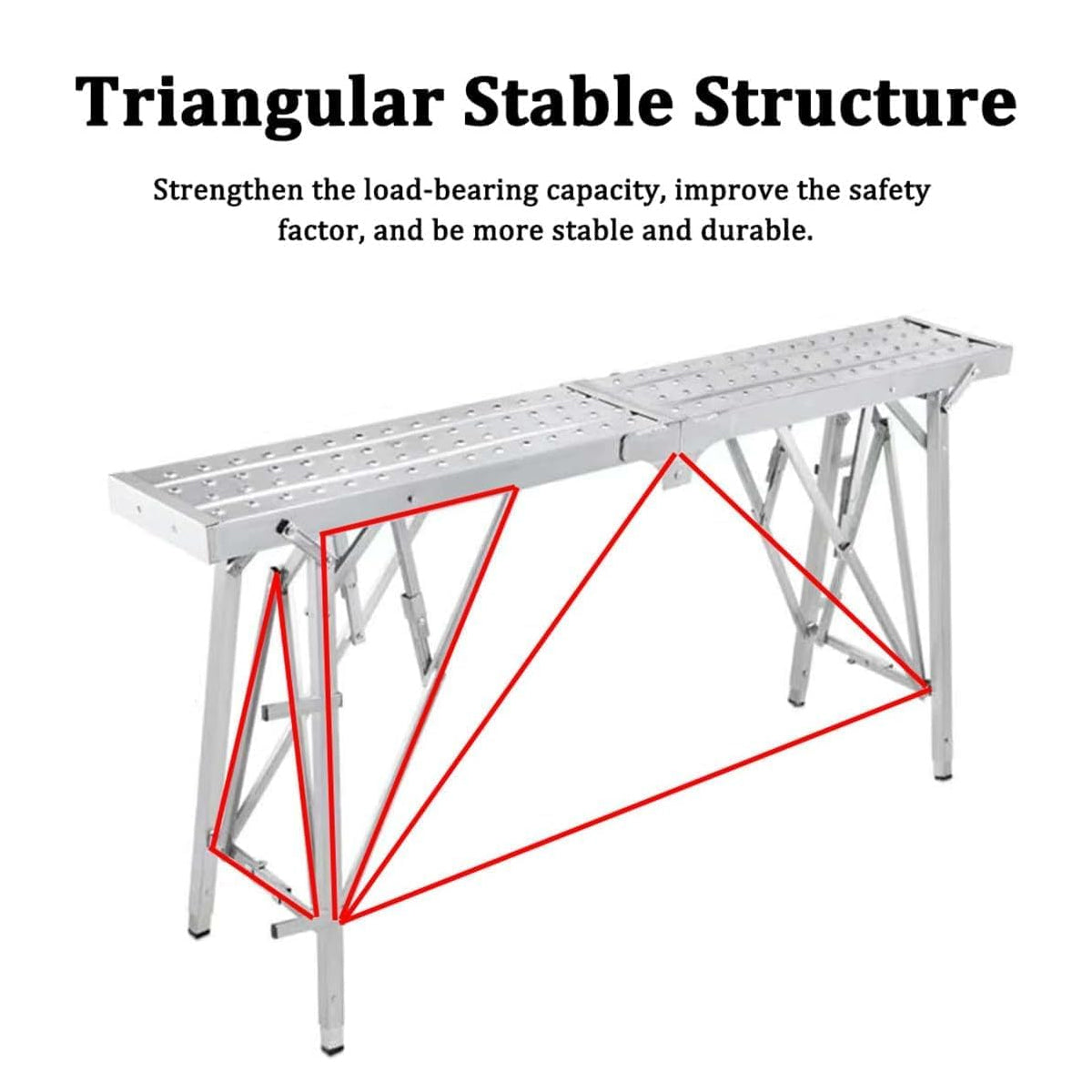 Folding Scaffolding Platform Adjustable Steel 150kg Capacity