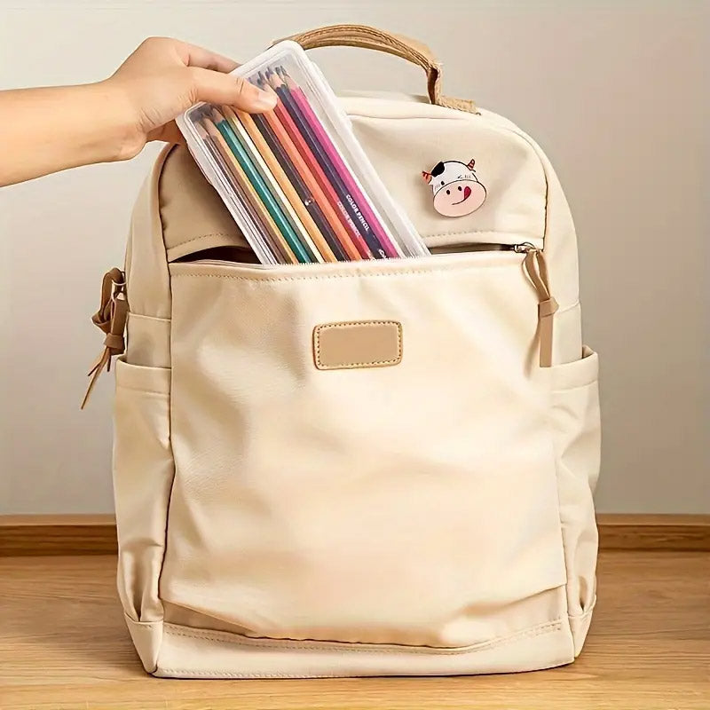 4 Pcs Transparent Stationery Organiser Box with Lids Stackable