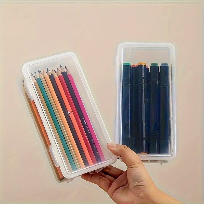 4 Pcs Transparent Stationery Organiser Box with Lids Stackable