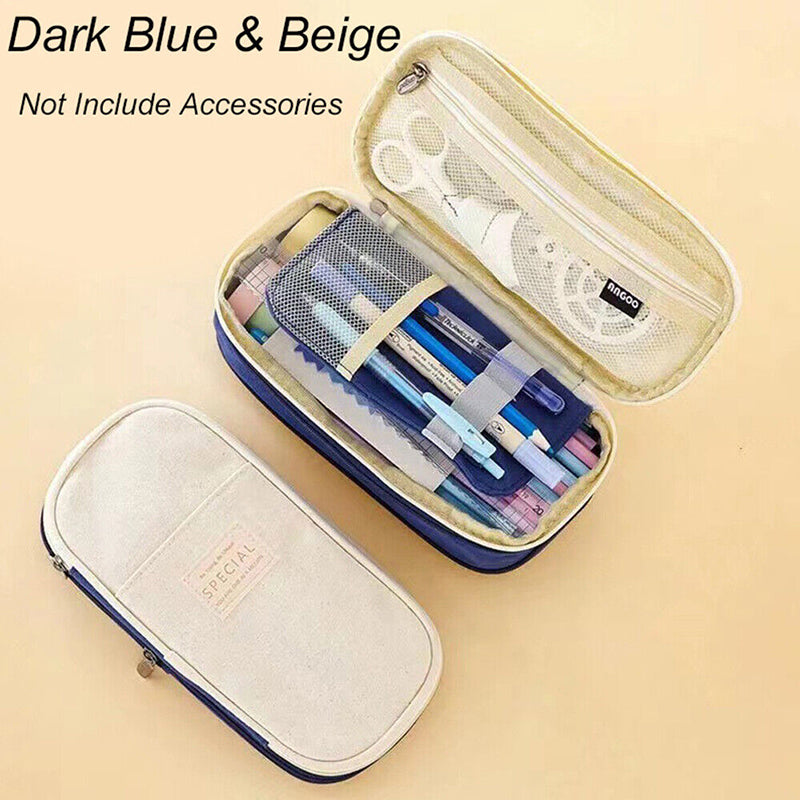 Zipper Pencil Case Expandable Storage Multi Pocket