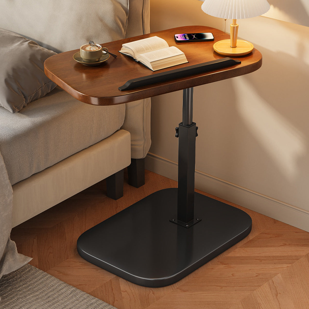 Adjustable Height Side Table Flip Top Guard Rail