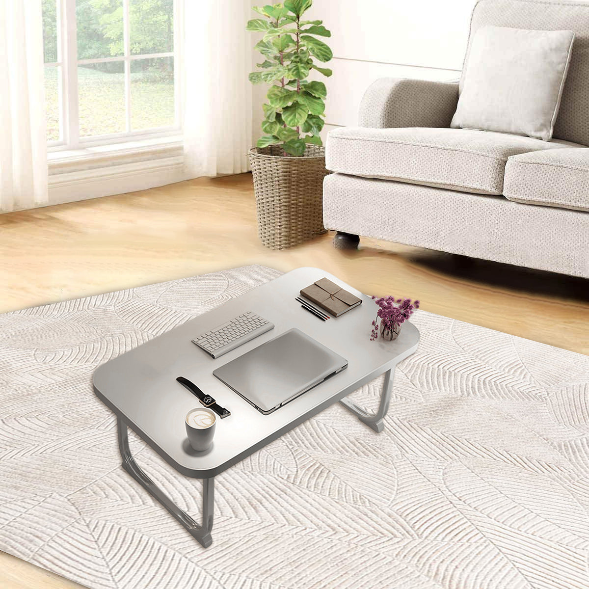 Folding Bed Desk with Retractable Legs for Study and Dorm Use