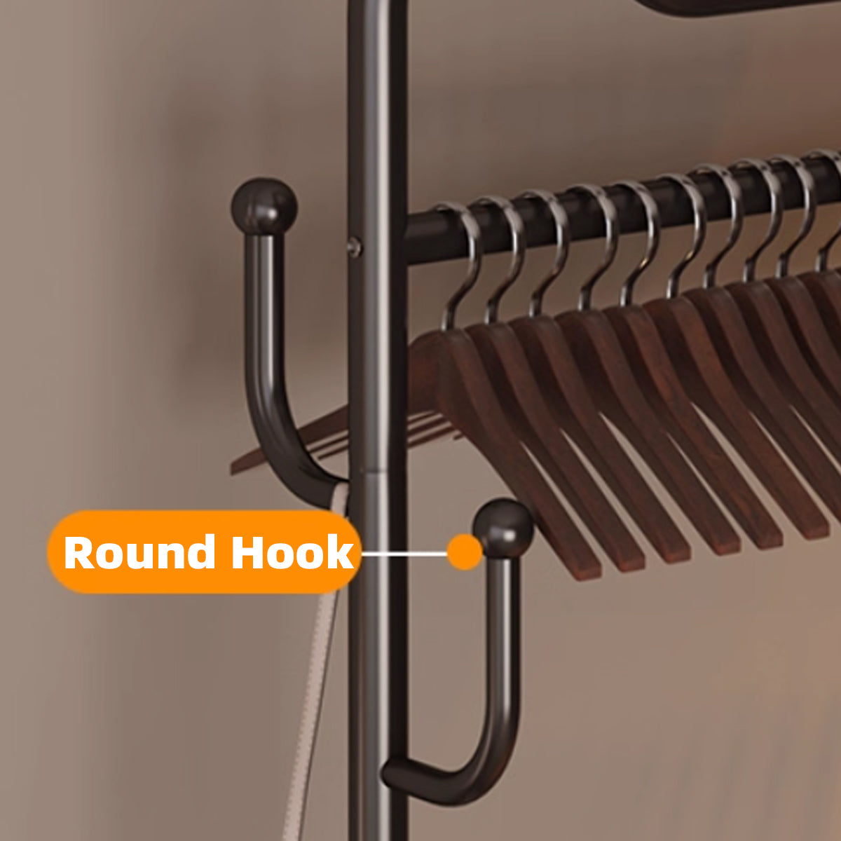 Moveable Clothes Rack with Wheels Basket and Hooks