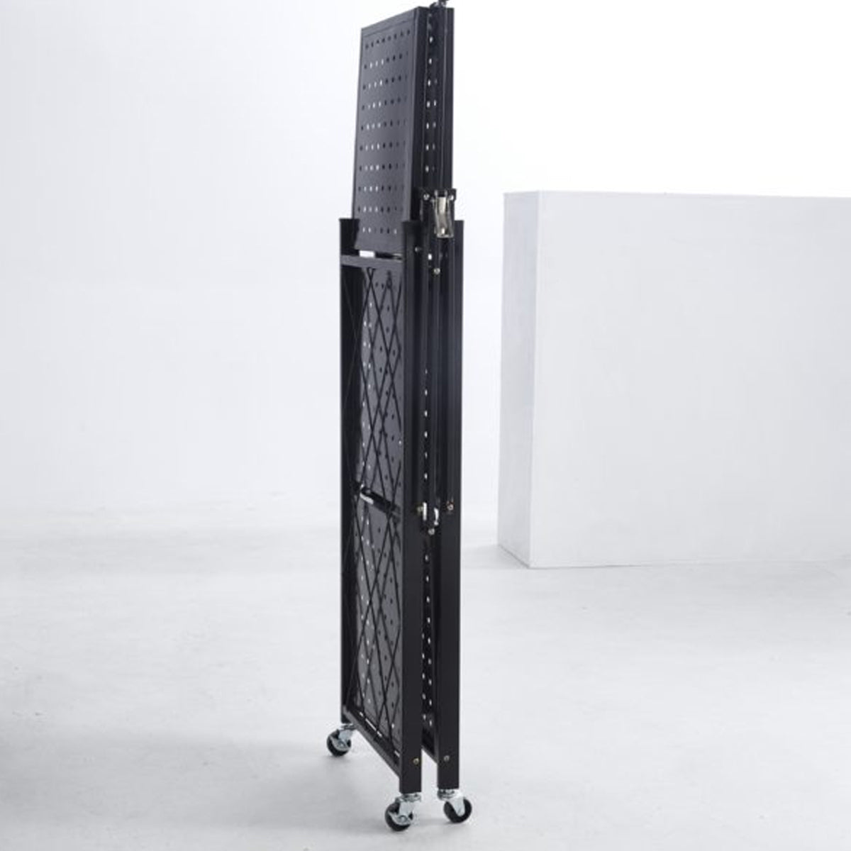 Metal Foldable Multi Layer Storage Rack with Rotating Wheels