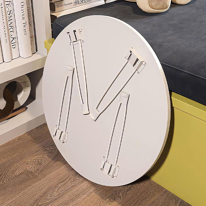 Foldable Round Laptop Table Classic White MDF with Metal Frame