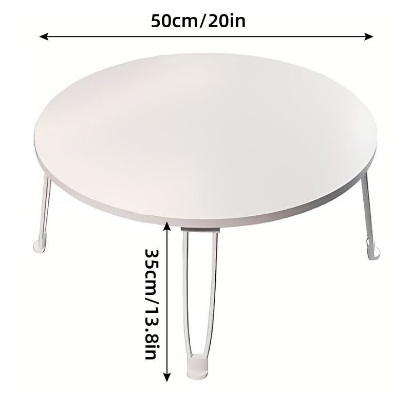 Foldable Round Laptop Table Classic White MDF with Metal Frame