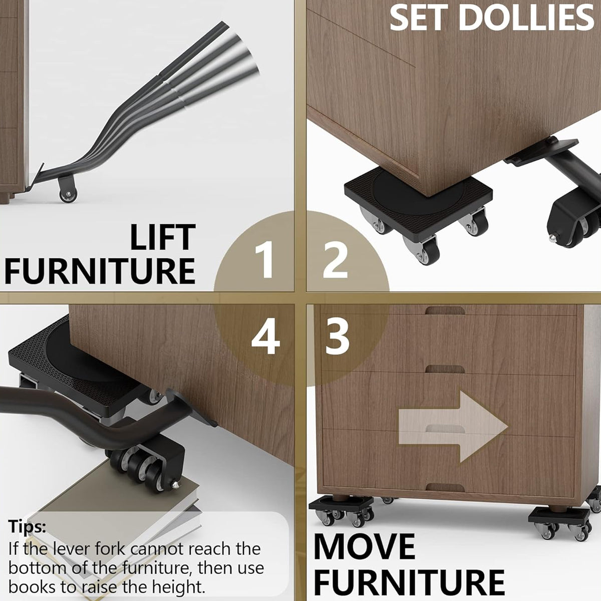 5 Pcs Furniture Lifter Kit with 360 Degree Mover Pads