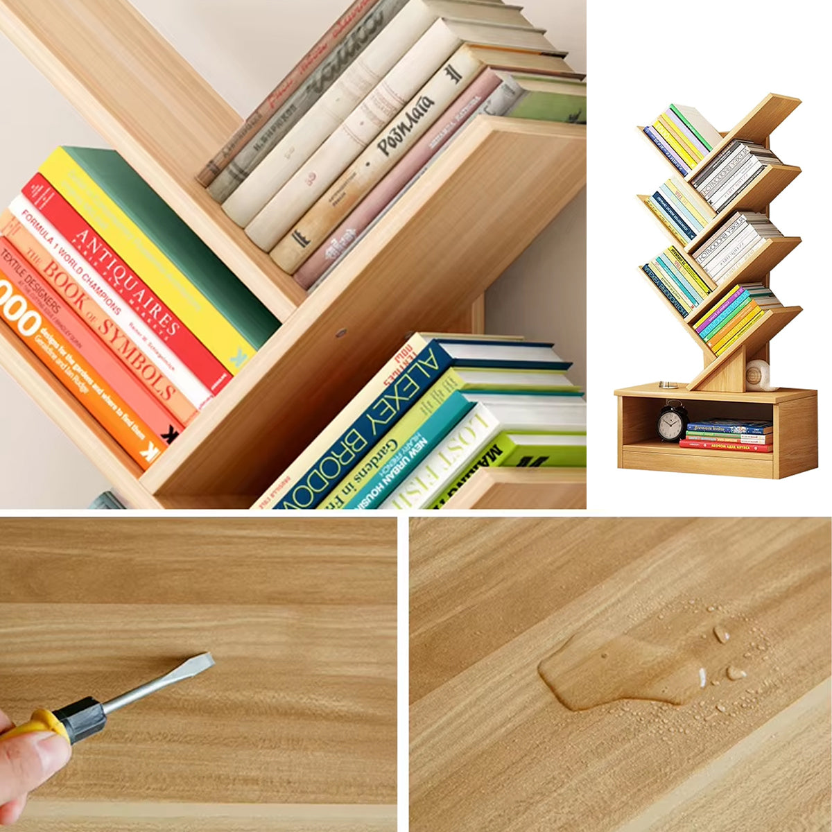 8-Shelf Tree Bookshelf with Modern Wood Design